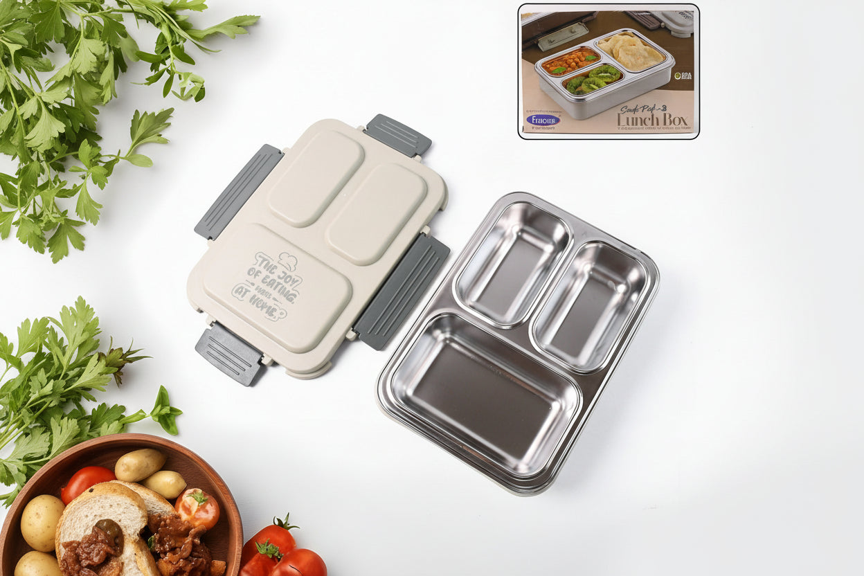 Lunch Box (200 Ml Each Container) With Attractive Stand - 4 Pcs