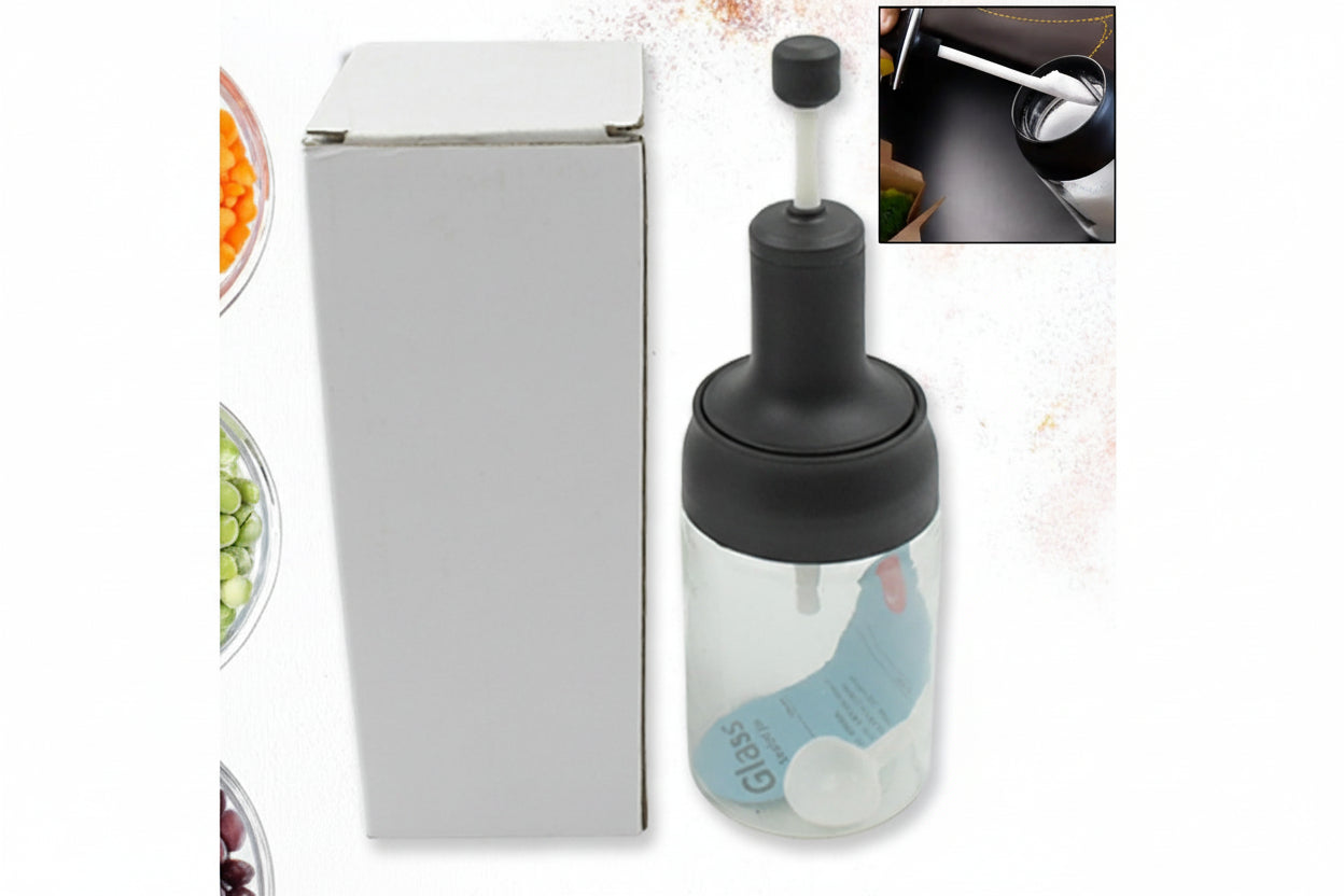 5522 Heat-resistant Condiment Container Seasoning Box Glass Condiment Canisters Pots Bottle With Serving Spoons For Salt Spice Honey Sugar Bbq Resturant Jar Oil Bottle Honey Jar Dispenser Airtight Cap Transparent (1 Pc)