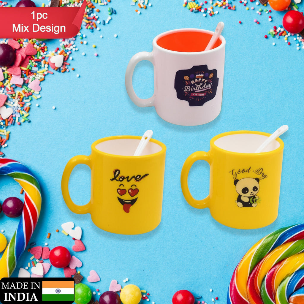 4121 Mix Design  Color Coffee Mug With Spoon And Box Packing Design Coffee Mug Used For Drinking And Taking Coffees And Some Other Beverages In All Kinds Of Places (1 Pc)