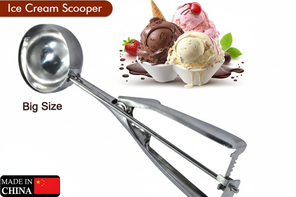 2418  Ice Cream Serving Scoop  Stainless Steel Premium Quality Ice Cream Serving Spoon Scooper With Trigger Release